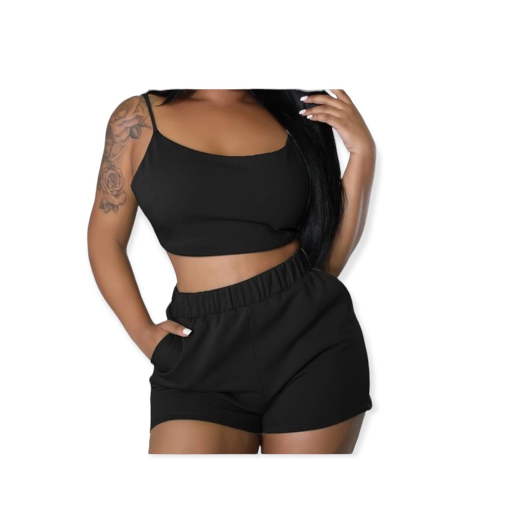 Crossed Black Two Piece Set